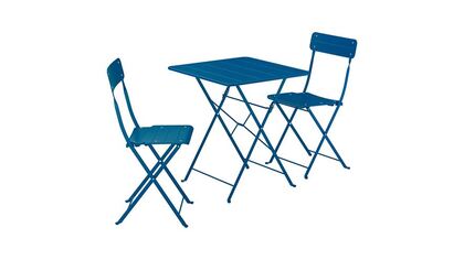 SUNDSÖ katlanabilir masa ve katlanabilir sandalye seti, 65x65 cm koyu mavi