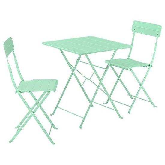 SUNDSÖ katlanabilir masa ve katlanabilir sandalye seti, 65x65 cm açık yeşil